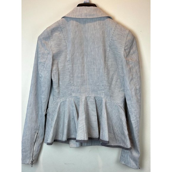 Chelsea28 Women Slim Lapel Multiple Zippers Motorcycle Jacket Gray White Size XS - Picture 3 of 7